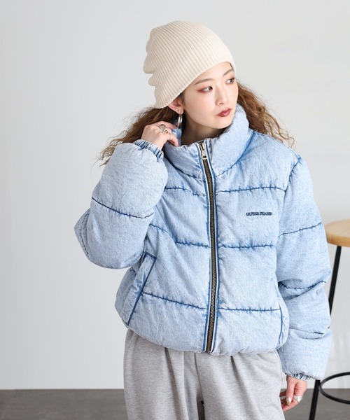 ダウンコート ダウンジャケット GUESS JEANS デニム パファー