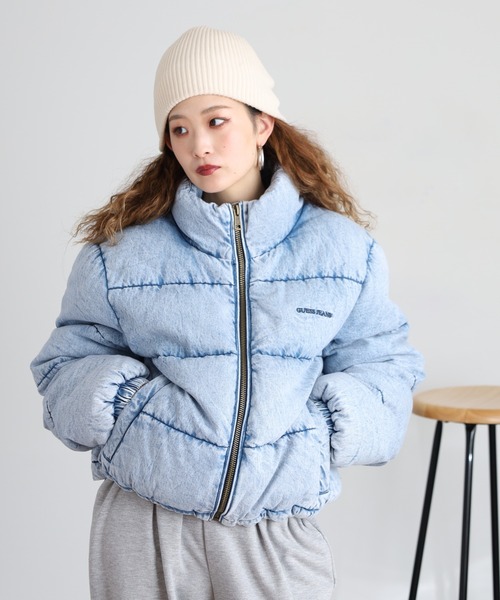 ダウンコート ダウンジャケット GUESS JEANS デニム パファー