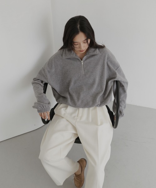 hellam（ヘラム） トレーナー スウェット フリースハーフジッププル
