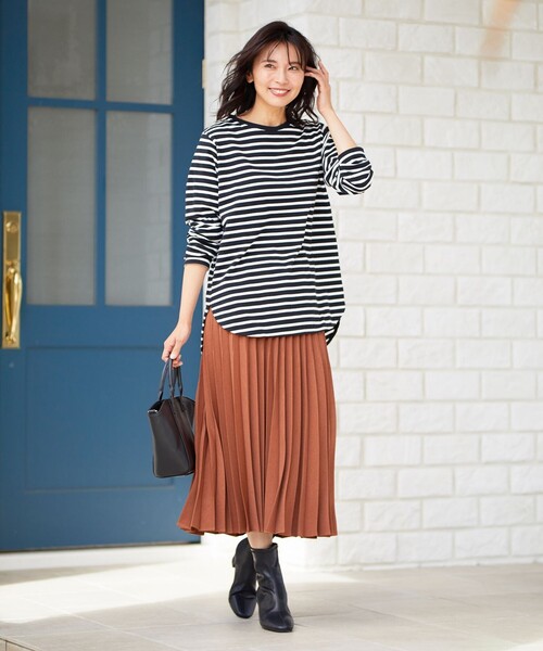 「ANY」 プリーツスカート 2 ブラウン レディース_画像4