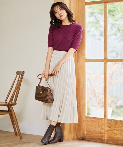 「ANY」 プリーツスカート 2 ブラウン レディース_画像6