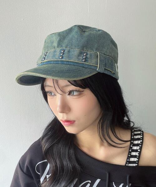 BEEDEN デニム スタッズ キャップ 帽子 ネイビー BEEDEN デニム スタッズ キャップ 帽子 ネイビー BEEDEN デニム