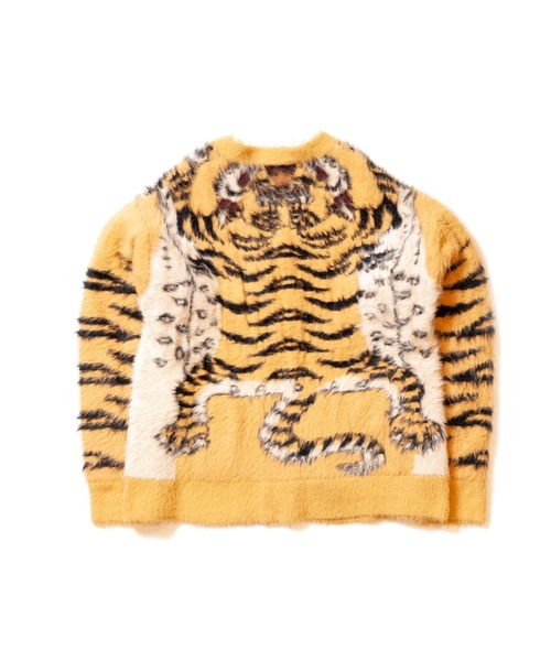 「SEVESKIG」 ニットカーディガン LARGE イエロー メンズ_画像4