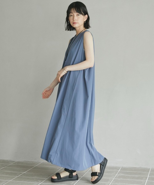 「DOUX ARCHIVES」 ノースリーブワンピース 38 ブルー レディース_画像3