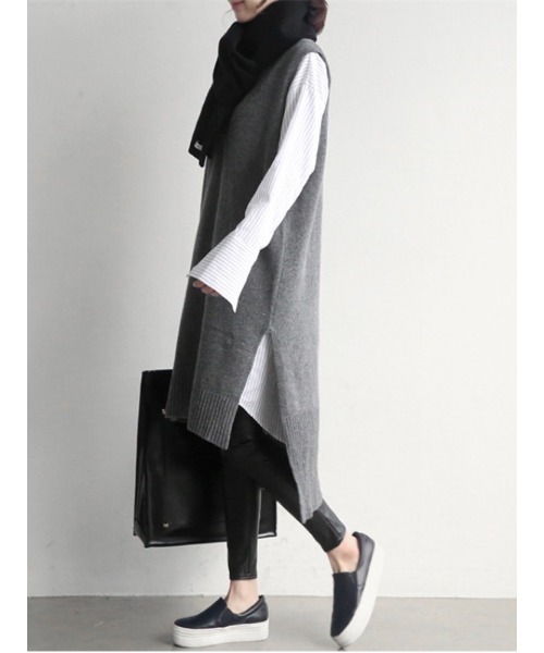 「HALEY PESCA」 ニットベスト FREE グレー レディース_画像2