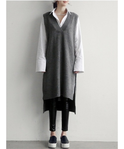 「HALEY PESCA」 ニットベスト FREE グレー レディース_画像4