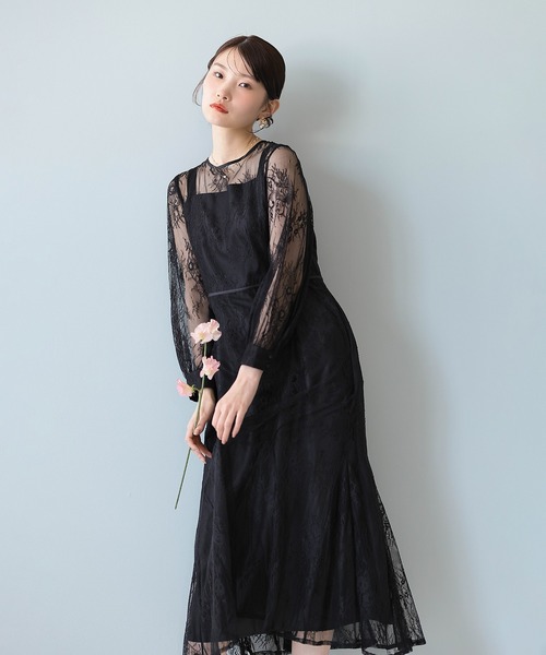 Kana パーティードレス ドレス 刺繍レース バックデザイン 総レース