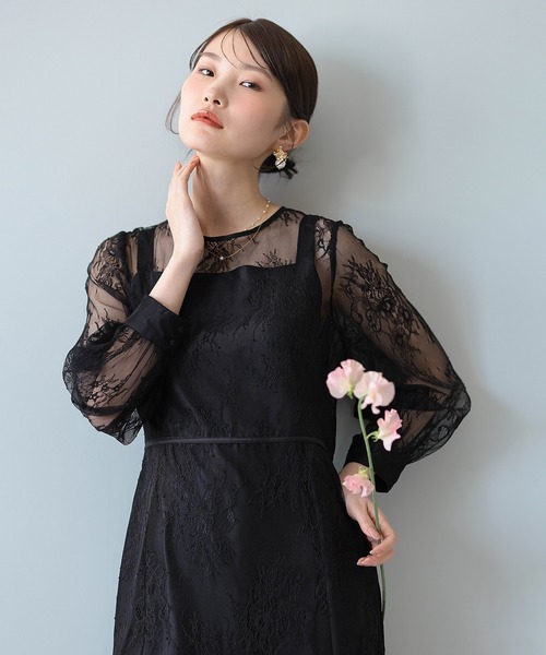 Kana パーティードレス ドレス 刺繍レース バックデザイン 総レース
