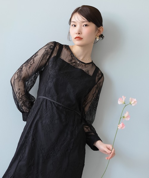 Kana パーティードレス ドレス 刺繍レース バックデザイン 総レース