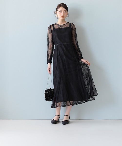Kana ドレス 刺繍レース バックデザイン 総レース フレアワンピース