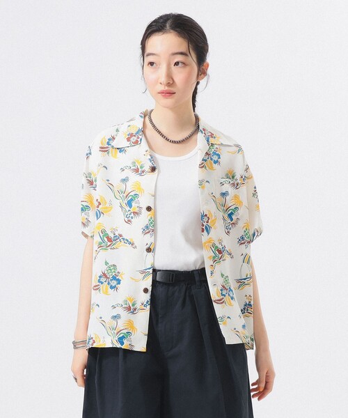 SUN SURF ❤︎レディースアロハシャツ Lサイズ SUN SURF アロハシャツ ブラウス シャツ 半袖 「7/24値下げ」「別注