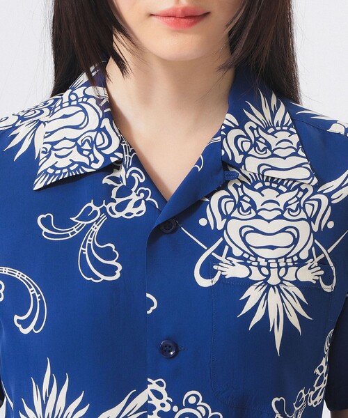 【美品】sun surf アロハシャツ　半袖　XL 花柄ブルー　オープンカラー SUN SURF アロハシャツ ブラウス シャツ 「別注」SUN / オープンカラー
