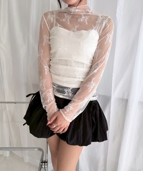 花柄シアーレースハイネックトップス レディース : ZOZOTOWN Yahoo!店