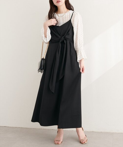 カシュクールリボンワンピース natural couture ワンピース 「osono」アシメカシュクールリボンキャミ