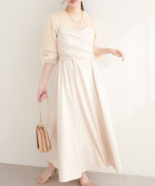 natural couture ワンピース 「osono」アシメカシュクールリボンキャミ