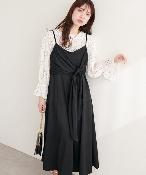 natural couture ワンピース 「osono」アシメカシュクールリボンキャミ