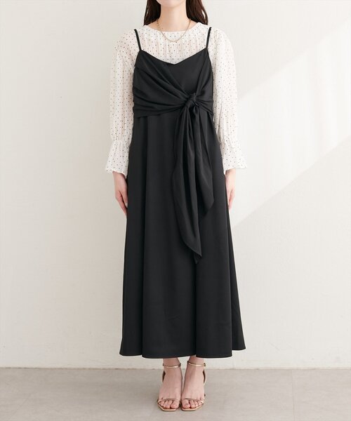 natural couture ワンピース 「osono」アシメカシュクールリボンキャミ
