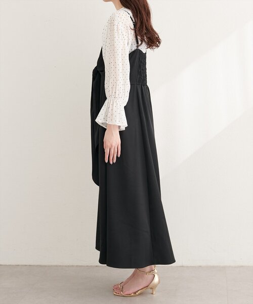 natural couture ワンピース 「osono」アシメカシュクールリボンキャミ