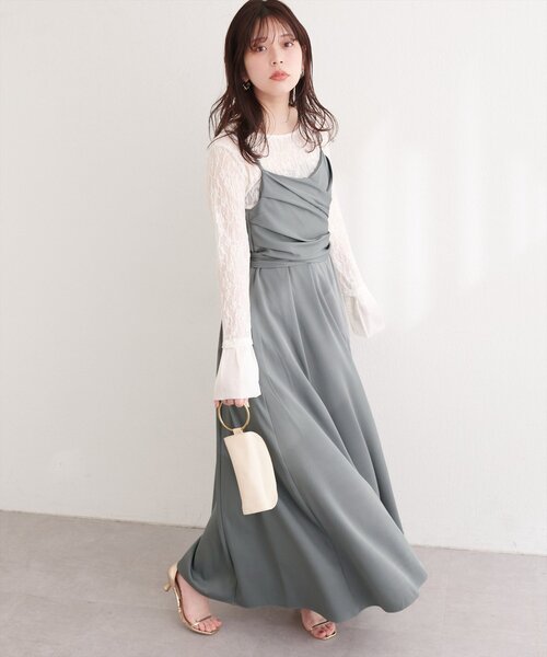 natural couture ワンピース 「osono」アシメカシュクールリボンキャミ