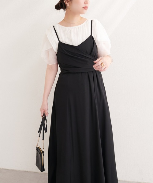 h.NAOTO☆総レース☆キャミワンピ☆アシメ natural couture ワンピース 「osono」アシメカシュクールリボンキャミ