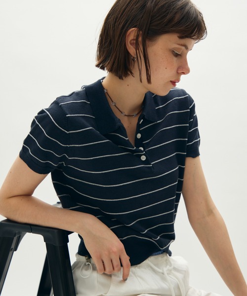 full/fill. ポロシャツ ポロ thin border polo tops / 細ボーダーポロ