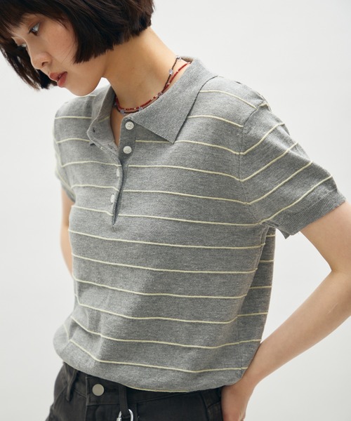 full/fill. ポロシャツ ポロ thin border polo tops / 細ボーダーポロ