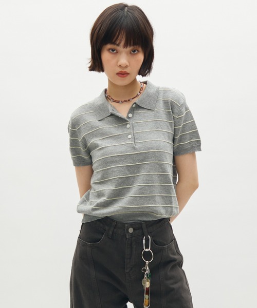 full/fill. ポロシャツ ポロ thin border polo tops / 細ボーダーポロ