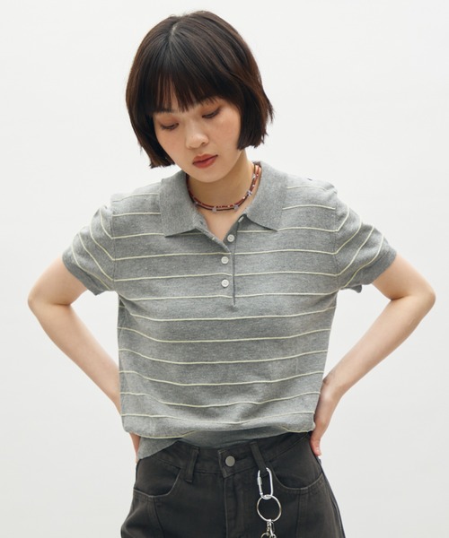 full/fill. ポロシャツ ポロ thin border polo tops / 細ボーダーポロ