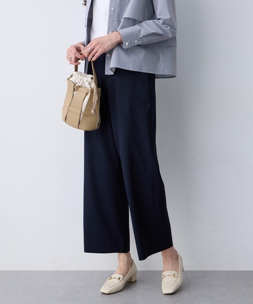 パンツ リネンライクワイドパンツ「セットアップ対応・ウエストゴム・シワになりにくい」 レディースの画像