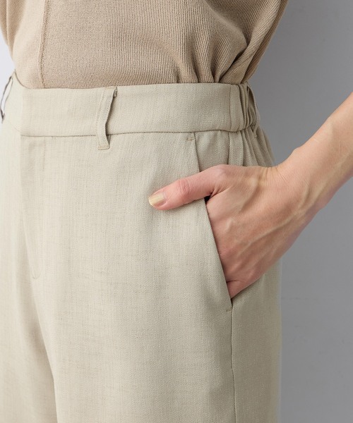 パンツ リネンライクワイドパンツ「セットアップ対応・ウエストゴム・シワになりにくい」 レディースの画像