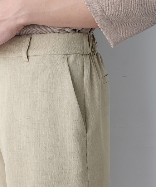 パンツ リネンライクワイドパンツ「セットアップ対応・ウエストゴム・シワになりにくい」 レディースの画像