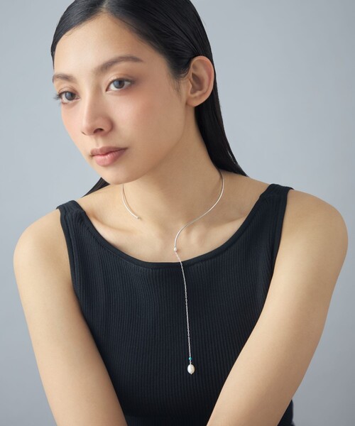 ネックレス 「モーラ」 チョーカー パール×ターコイズ レディースの画像