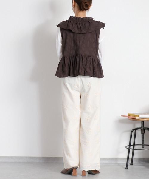 cepo（セポ） ブラウス シャツ フリル刺繍ビスチェ レディース