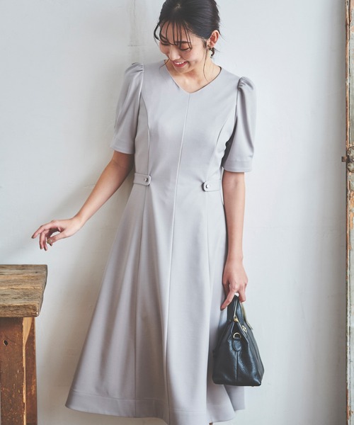 「LAISSE PASSE」 半袖ワンピース MEDIUM ライトグレー レディース_画像4