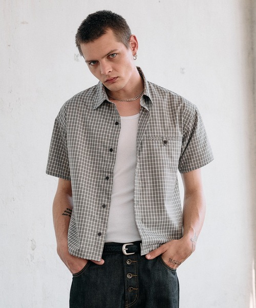 【美品】machatt グログランチェックシャツ Regen Glanz シャツ cropped box fit cheak shirt/ クロップドボックス