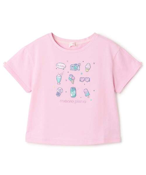 mezzo piano tシャツ ファンシーポップ刺しゅう 半袖Tシャツ「接触冷感