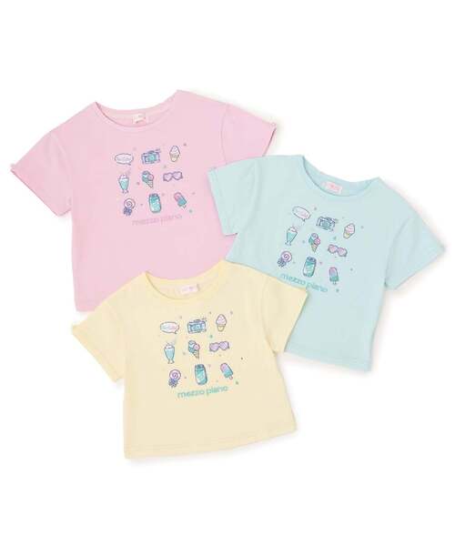 mezzo piano tシャツ ファンシーポップ刺しゅう 半袖Tシャツ「接触冷感