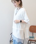 tシャツ レースドッキングTシャツ レディースの詳細画像3