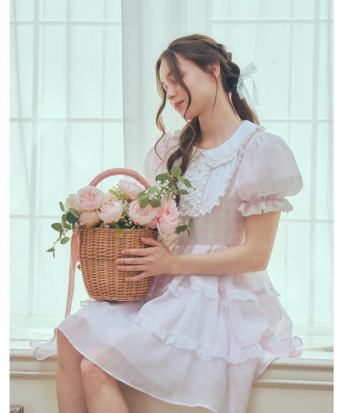 mellfy memory（メルフィーメモリー） ワンピース 半袖 Milky gingham