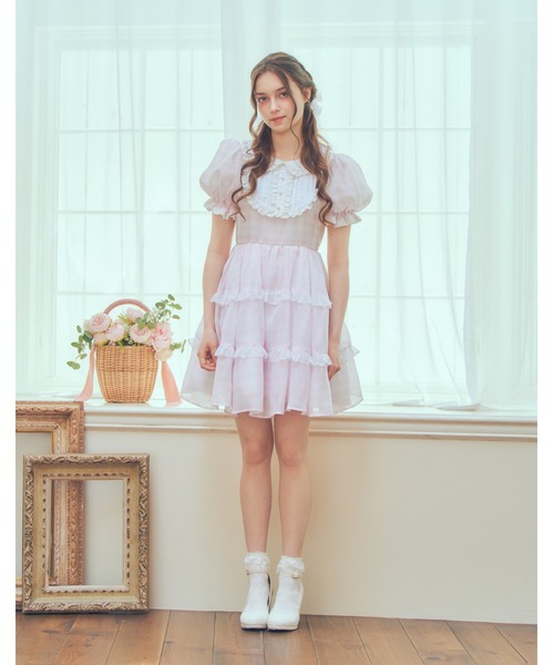 mellfy memory（メルフィーメモリー） ワンピース 半袖 Milky gingham