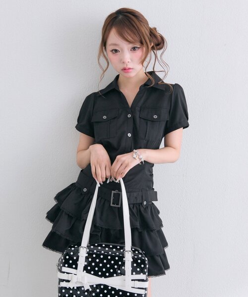 OLIVE des OLIVE（オリーブデオリーブ） ワンピース 半袖 「細見え