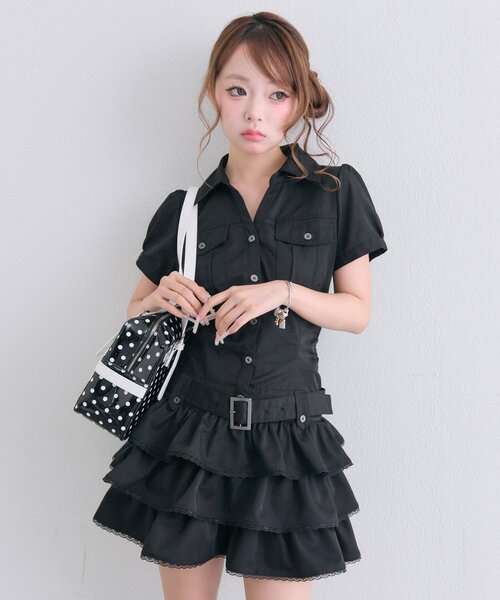 OLIVE des OLIVE（オリーブデオリーブ） ワンピース 半袖 「細見え