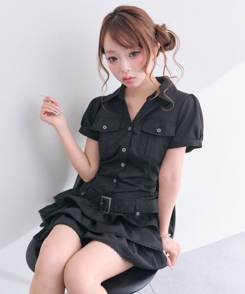 OLIVE des OLIVE（オリーブデオリーブ） ワンピース 半袖 「細見え