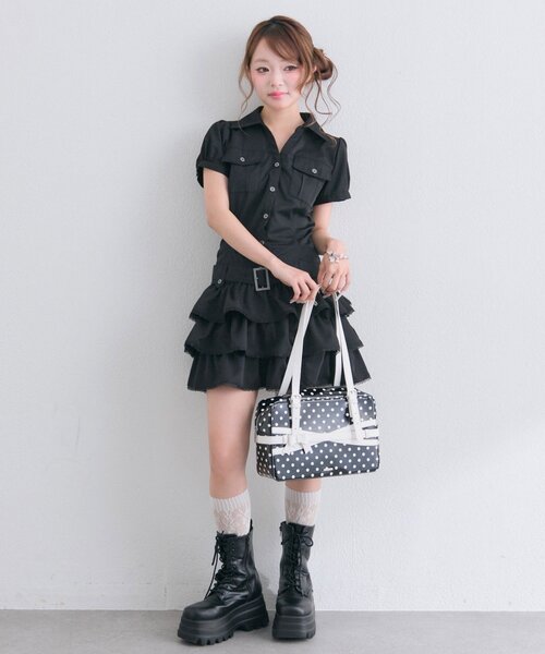 OLIVE des OLIVE（オリーブデオリーブ） ワンピース 半袖 「細見え
