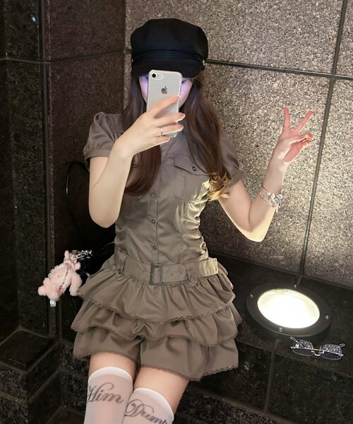 OLIVE des OLIVE（オリーブデオリーブ） ワンピース 半袖 「細見え