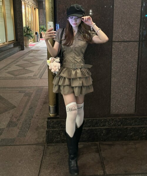 OLIVE des OLIVE（オリーブデオリーブ） ワンピース 半袖 「細見え