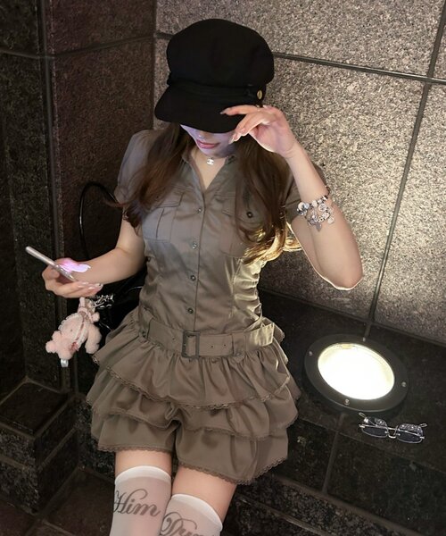 OLIVE des OLIVE（オリーブデオリーブ） ワンピース 半袖 「細見え