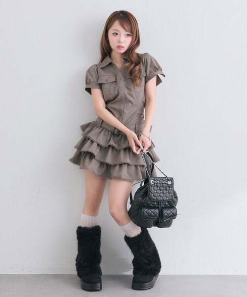 OLIVE des OLIVE（オリーブデオリーブ） ワンピース 半袖 「細見え