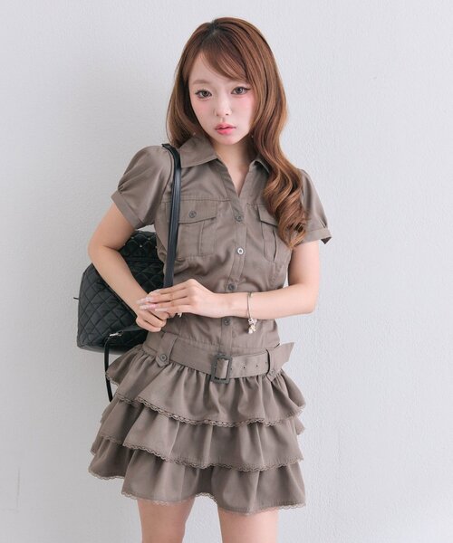 OLIVE des OLIVE（オリーブデオリーブ） ワンピース 半袖 「細見え