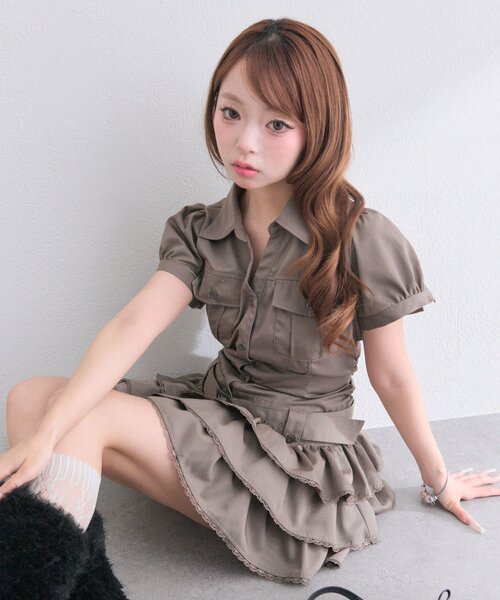OLIVE des OLIVE（オリーブデオリーブ） ワンピース 半袖 「細見え